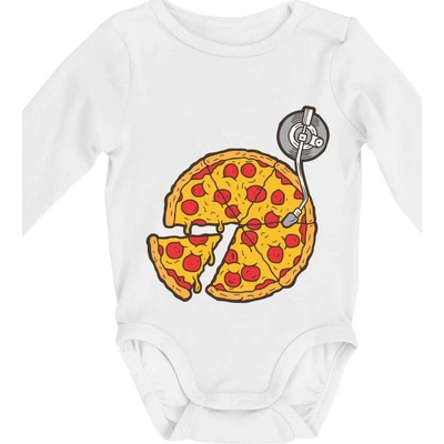 Pizza DJ Body dojčenské s dlhým rukávom Biela