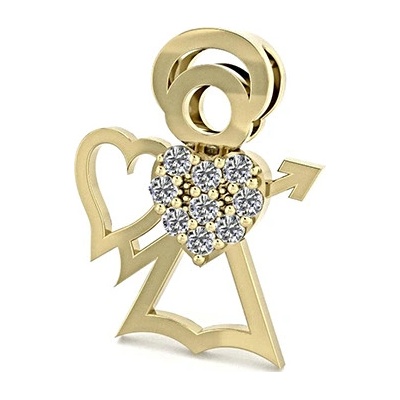 Klenoty Budín Zlatý přívěsek zlatý andělíček se zirkony pro štěstí 585/0,67gr 6620212