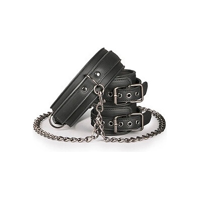 Easytoys Fetish Collection Leather Collar With Handcuffs