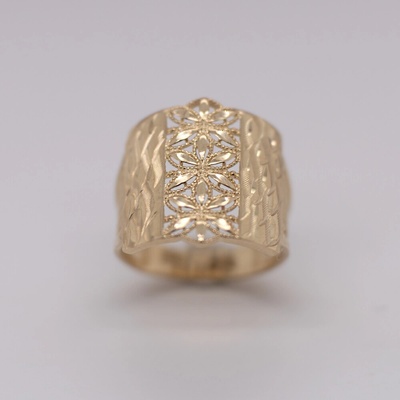 Lillian Vassago zlatý prsten zdobený květinami LLV07 GR008