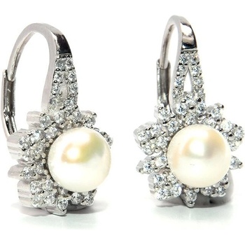 Rafity stříbrné s perlou a zirkony E0058KL-0605