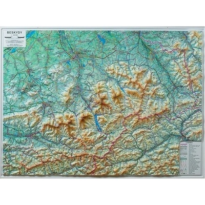 Kartografie HP Beskydy - nástěnná plastická mapa 1:66 666 Varianta: bez rámu, Provedení: plastická mapa