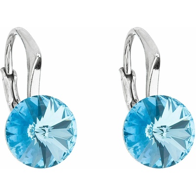 PAVONA Strieborné náušnice visiace s krištálmi Swarovski modré okrúhle 31229.3 aqua
