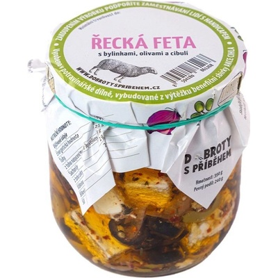 DOBROTYSPRIBEHEM.CZ Nakládaná řecká Feta s bylinkami a olivami 390 g