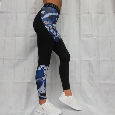 Force Nike legíny Pro Camo Indigo/Black čierno-bielo-modrá