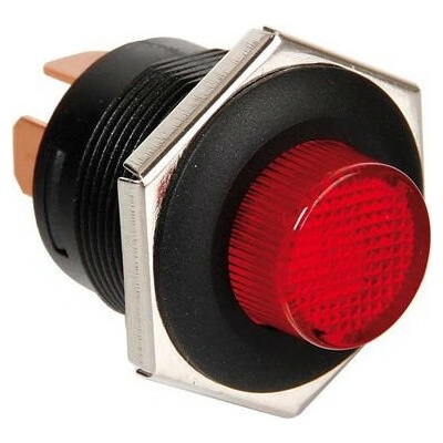 Vypínač tlačítkový s LED indikátorom, červený, 12/24 V Lampa