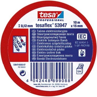 Tesa tape 53947 Páska elektroizolačná PVC 19 mm x 20 m červená