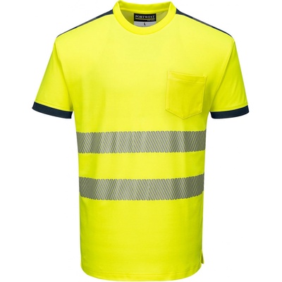 Portwest T181 PW3 Hi-Vis tričko OT181 žltá-Námornícka modrá L