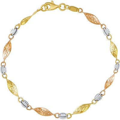 Silvego Zlatý náramek Kaito ze žlutého, bílého a růžového zlata s broušenými články - 4 mm FNN1938BGYWR