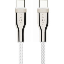 Fixed FIXDB-CC12-WH opletený nabíjací a dátový, PD 100W USB-C/USB-C na iPhone/iPad/MacBook/AirPods, 1,2m, bílý