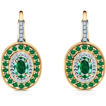SAVICKI Обеци Rosavine: двуцветно злато, смарагди, диаманти