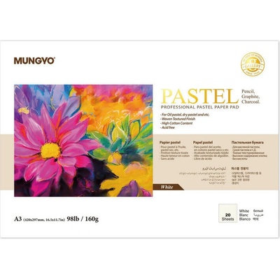 Mungyo blok na pastely A3, 160 g, 20 listů - bílý papír