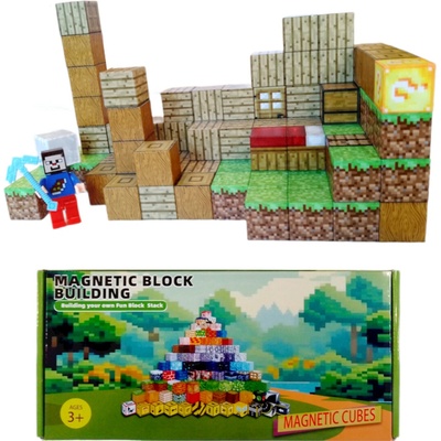 Toybit Magnetická stavebnice Minecraft Stromy a vodopád s postavičkou 101 ks