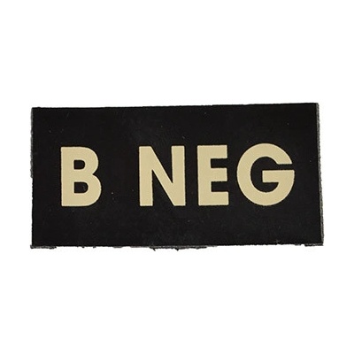 MILITARY RANGE Nášivka IFF IR krevní skupina VELCRO B NEG ČERNÁ