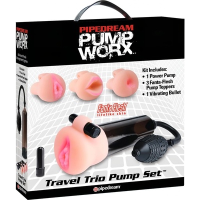 Pipedream Cestovní Trio vibrační pumpa na penis černá-přírodní