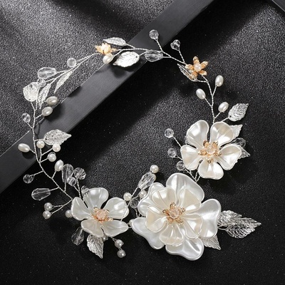 Naishide Jewelry Luxusní svatební ozdoba do vlasů KVĚTY - stříbrná Druh barvy: Stříbrná