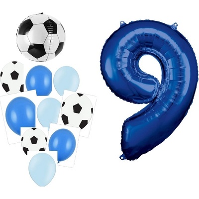 Balónkový set Fotbal modrý 9.narozeniny