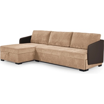 TEDIVA Ляв ъглов диван oslo с механизъм за сън -тъмно кафява еко кожа (mmpat29lm-hev20710)