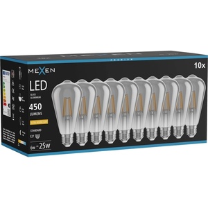Mexen Vintis 10x LED нажежаема крушка E27, ST64, 6W, Топла - 2200K, 450 lm, опушена (L152-E27-0622-70x10)