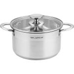 FLORINA stainless steel pot 3.5 l 20 cm diameter I Energy-saving cooking pot FALCON I Pot with glass lid and measuring scale I 3-layer base even heat distribution I Ideal for all types of - 5G1043 (5G1043)