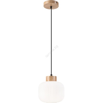 LAMKUR Пендел HARMONY 1xE27/15W/230V Ø 20 см бял/дъб (LA53479)
