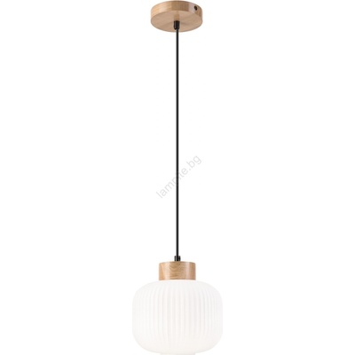 LAMKUR Пендел HARMONY 1xE27/15W/230V Ø 20 см бял/дъб (LA53479)