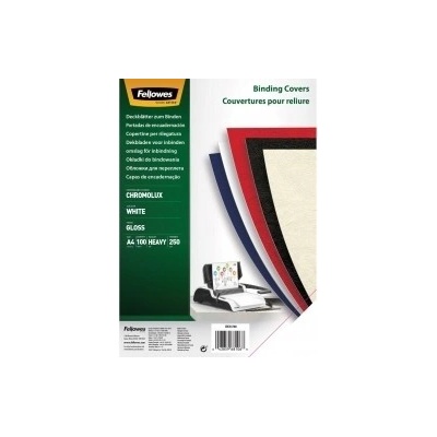 FELLOWES OBAL KU ŠPIRÁLOVEJ VÄZBE "CHROMO" BIELY, LESKLÝ, A4/250G
