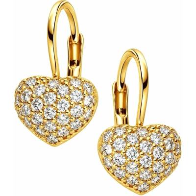 Zlaton Náušnice žluté zlato srdce osazené zirkony visací 1.5cm 2.10g O06052613623