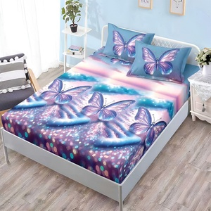 EmonaMall Долен чаршаф с ластик и две калъфки (за матрак от 160x200 до 180x200) EmonaMall, 3 части - Модел S19312 (S19312-66666L)