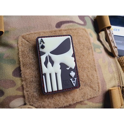 JACKETS TO GO Nášivka PUNISHER ACE OF SPADES velcro GLOW IN THE DARK revers