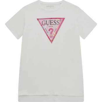Image 1 of GUESS Дълга тениска с асиметрична кройка в бяло за момиче с цветно лого Guess