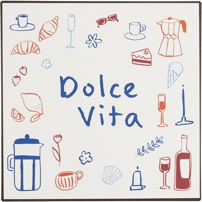IB LAURSEN Plechová cedule Dolce Vita, modrá barva, kov