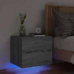 vidaXL Нощно шкафче за стена с LED осветление, сив сонома (836822)