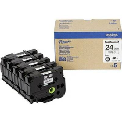 Brother HGE-251V5 - Černá na bílé - Role (2,4 cm x 8 m) 5 kazeta/y lamino páska - pro P-Touch PT-9500pc, PT-9700PC, PT-9800PCN; P-Touch R RL-700S