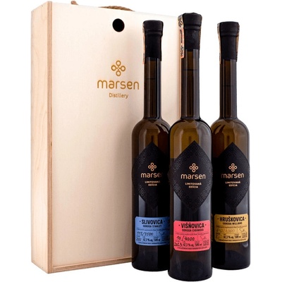 Marsen Slivovica a Višňovica a Hruškovica 42,3% 3 x 0,5 l (drevená kazeta)