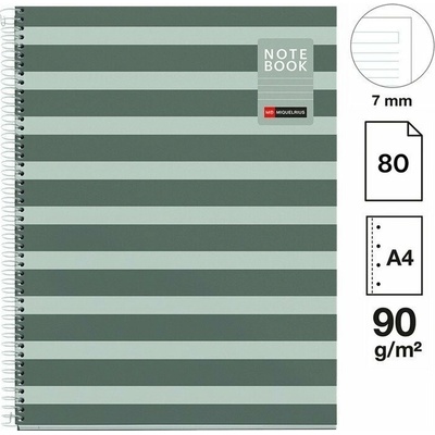 Poznámkový blok Between the Lines NB-1, A4, 90g, karton, 80 listů, linka, Moss