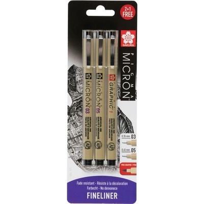 Linery Sakura Pigma Micron, sada 2+1 Pigma Graphic ZDARMA