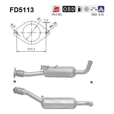 Filtr sazových částic, výfukový systém AS FD5113