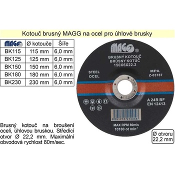 Magg Kotouč brusný 230 x 6 x 22,2 mm BK230