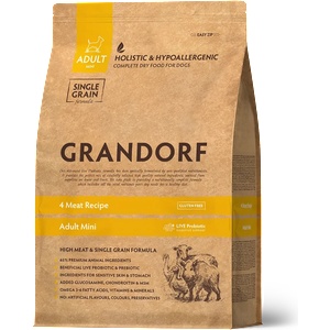 Grandorf 4 Meat Adult Mini Breeds - Хипоалергенна храна за мини породи кучета с 4 вида месо (1 кг / 8 кг) - petvitaminhouse - 32,27 лв