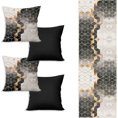 Minimalist Cushion Covers Комплект покривки за маса и 4 калъфки за възглавници Optic - Minimalist Cushion Covers (YZR18OPTRunnerSet5)