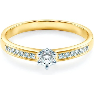 SAVICKI Годежен пръстен със страничен камък: двуцветно злато. диамант