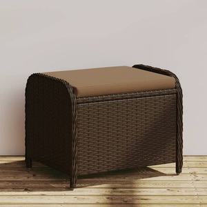 vidaXL Градинска табуретка с възглавница кафява 55x55x37 см полиратан (365735)