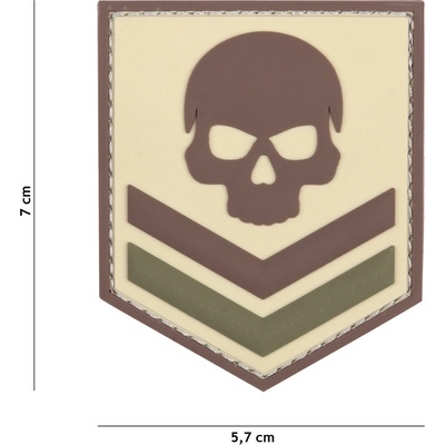Gumová nášivka 101 Inc Belgium Skull - coyote