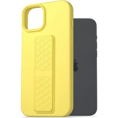 Púzdro AlzaGuard Liquid Silicone Case with Stand na iPhone 15 Plus žlté