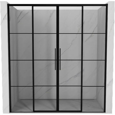 Mexen Rox Двойни плъзгащи се душ врати 170 см, черна решетка, черни (8C2-170-002-70-77)