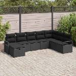 vidaXL Комплект дивани 8 бр. 8-Брой места Черно полиратан (3359232)