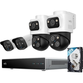 Anker Eufy NVR S4 комплект от 4 камери с NVR, бял, 8 канални, NVR с 2 PoE Bullet-PTZ камери and 2 PoE Turret камери (E8E00323)