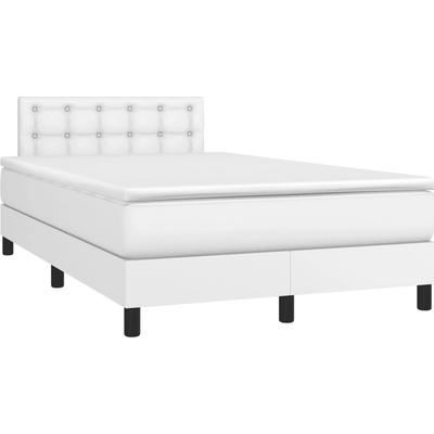 Petrashop 3270136 Boxspring postel s matrací a LED bílá umělá kůže Bílá