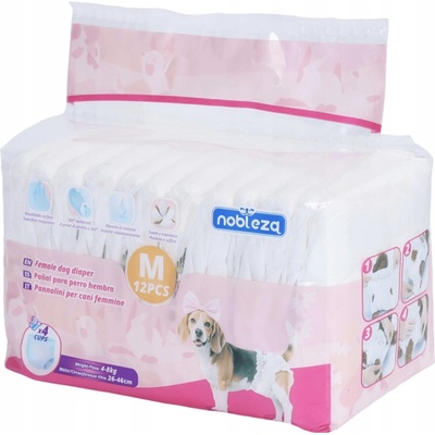 Nobleza Plienky na psa M 4-7 kg pás 26-46 cm 12 ks